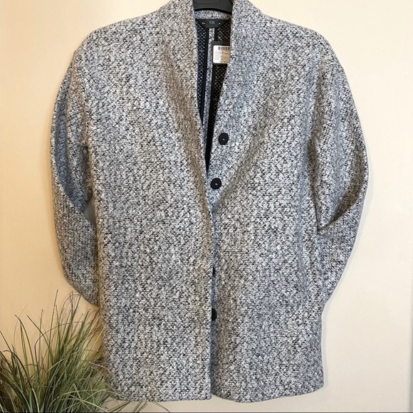 NEW Club Monaco| Blazer Jacket. Wool tweed. Collarless. - Picture 3 of 10